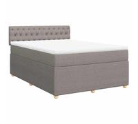 QJBSAVVA Lit Boxspring 140x200 cm Taupe avec Matelas et Surmatelas | Ensemble lit complet pour chambre à coucher avec cadre solide en pin, matelas à ressorts et surmatelas doux.