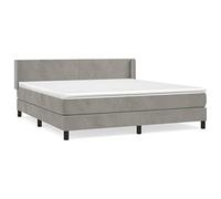 QJBSAVVA Lit Boxspring 160x200 avec Matelas et Surmatelas Gris Clair | Ensemble complet pour chambre à coucher avec cadre en bois massif, tête de lit réglable et matelas ergonomique.