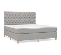 QJBSAVVA Lit Boxspring 160x200 avec Matelas et Surmatelas Gris Clair | Lit double complet avec sommier, matelas et tête de lit réglable pour le confort de votre chambre.