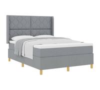 QJBSAVVA Lit Boxspring 160x200 cm avec Matelas et Surmatelas Gris | Lit double moderne pour chambre a coucher avec tete de lit reglable en hauteur et pieds dores elegants.
