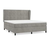 QJBSAVVA Lit Boxspring 180x200 cm avec Matelas et Surmatelas Gris