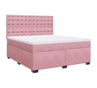 QJBSAVVA Lit Boxspring 180x200 Rose avec Matelas et Surmatelas Velours | Ensemble de lit complet avec tête réglable en hauteur, idéal pour créer un espace cosy dans votre chambre à coucher.