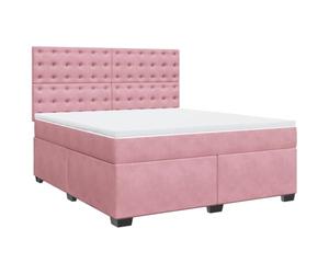 QJBSAVVA Lit Boxspring 180x200 Rose avec Matelas et Surmatelas Velours | Ensemble de lit complet avec tête réglable en hauteur, idéal pour créer un espace cosy dans votre chambre à coucher.
