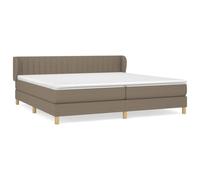 QJBSAVVA Lit Boxspring 200x200 cm avec Matelas et Surmatelas Taupe | Ce sommier tapissier complet apporte un confort de sommeil remarquable à votre chambre à coucher moderne.