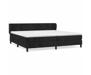 QJBSAVVA Lit Boxspring 200x200 Noir Lit à Sommier Velours avec Matelas | Ce grand lit boxspring en velours noir avec matelas et surmatelas crée une ambiance cosy dans votre chambre.