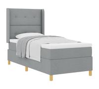 QJBSAVVA Lit Boxspring 80x200 cm avec Matelas et Surmatelas Gris Clair | Lit complet une place pour chambre moderne avec tête de lit réglable en hauteur et pieds dorés élégants.