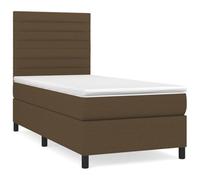 QJBSAVVA Lit Boxspring 80x200 cm avec Matelas Ressorts et Surmatelas Marron | Ensemble complet de literie avec sommier, tête de lit réglable et matelas confortable pour votre chambre à coucher.