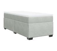 QJBSAVVA Lit Boxspring 90x190 cm avec Matelas et Surmatelas Velours | Ensemble lit complet 90x190 cm pour chambre à coucher, avec sommier robuste et matelas à ressorts ensachés confort.