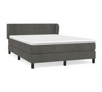 QJBSAVVA Lit Boxspring Complet 140x190 cm Velours Gris Foncé 4-en-1 | Structure stable en mélèze et matelas à ressorts ensachés pour transformer votre chambre en suite parentale.