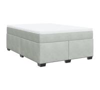 QJBSAVVA Lit Boxspring Complet 140x200 cm en Velours Gris Clair 3 Pièces | Ensemble de lit complet pour chambre à coucher avec matelas à ressorts ensachés et surmatelas en mousse.