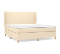 QJBSAVVA Lit Boxspring Complet 180x200 cm avec Matelas Tissu Crème