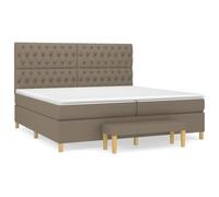 QJBSAVVA Lit Boxspring Complet 200x200 cm avec Matelas et Banc Taupe