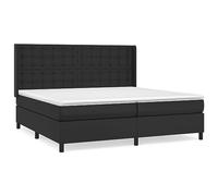 QJBSAVVA Lit Boxspring Complet 200x200 cm Noir en Similicuir avec Matelas | Ensemble lit double complet en similicuir avec matelas à ressorts pour votre chambre à coucher.