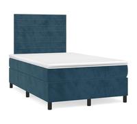 QJBSAVVA Lit Boxspring Complet Velours Bleu Foncé avec Matelas 120x200 cm