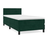 QJBSAVVA Lit Boxspring Vert Foncé 100x200 cm avec Matelas et Surmatelas | Lit complet en velours vert avec tête de lit réglable, matelas à ressorts et surmatelas pour chambre à coucher.