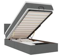 QJBSAVVA Lit Coffre 90x190 cm avec Matelas et Surmatelas Gris Foncé | Ensemble de literie complet avec coffre de rangement hydraulique et matelas pour optimiser l'espace de votre chambre.