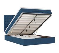 QJBSAVVA Lit Coffre avec Matelas et Surmatelas Bleu 140x200 cm | Sommier relevable hydraulique pour optimiser l'espace dans la chambre. Ensemble complet avec sommier et t&te de lit.