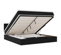 QJBSAVVA Lit Coffre Double avec Matelas et Surmatelas 180x200 cm Velours | Optimisez votre chambre avec ce lit double complet doté d'un coffre hydraulique et d'un accueil moelleux.