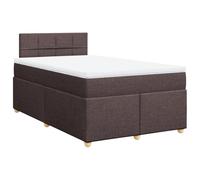 QJBSAVVA Lit Complet 120x190 avec Matelas et Surmatelas Tissu Marron Foncé | Ensemble lit double avec sommier à lattes, tête de lit et surmatelas lavable pour optimiser votre chambre à coucher.