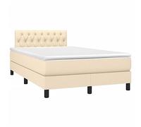 QJBSAVVA Lit Complet 120x190 cm avec Sommier Matelas et Surmatelas Crème | Ensemble de lit élégant pour la chambre à coucher avec tête de lit réglable et garnissage en mousse confortable.