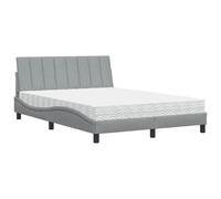 QJBSAVVA Lit Complet 120x200 cm avec Matelas et Tête de Lit Gris Hanko | Mobilier de chambre à coucher élégant incluant un sommier robuste, un matelas en mousse et un oreiller de tête moelleux.