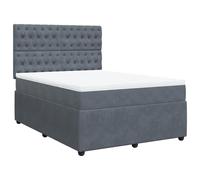 QJBSAVVA Lit Complet 140x190 avec Matelas et Surmatelas Velours Gris | Ensemble lit double complet avec tête réglable et surmatelas lavable pour optimiser le confort de votre chambre.