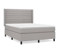 QJBSAVVA Lit Complet 140x190 cm avec Matelas et Surmatelas Gris Clair | Ensemble lit double pour chambre avec tête de lit réglable, matelas à ressorts ensachés et surmatelas confortable.