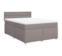 QJBSAVVA Lit Complet 140x190 cm avec Matelas et Surmatelas Taupe | Ensemble lit double 140x190 cm avec matelas à ressorts ensachés et surmatelas lavable pour chambre à coucher.
