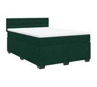 QJBSAVVA Lit Complet 140x190 cm Velours Vert Foncé avec Matelas | Ensemble complet pour chambre à coucher avec sommier à lattes, matelas confortable et surmatelas lavable.