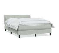 QJBSAVVA Lit Complet 160x210 Velours Gris avec Matelas Ressorts Surmatelas | Mobilier de chambre à coucher comprenant tête de lit réglable en hauteur, sommier à lattes et surmatelas déhoussable.