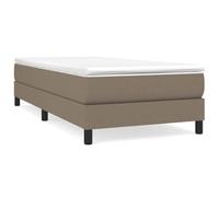 QJBSAVVA Lit Complet 90x190 avec Matelas et Surmatelas Taupe Tissu | Ensemble literie pour chambre avec sommier en contreplaqué robuste et matelas ergonomique.