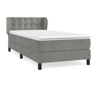 QJBSAVVA Lit Complet 90x190 cm avec Matelas et Sommier Velours Gris Clair | Meuble de chambre douillet incluant tête ajustable, surmatelas moelleux pour un couchage confortable.