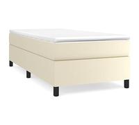 QJBSAVVA Lit Complet 90x190 cm avec Matelas et Surmatelas Crème | Ensemble complet 3-en-1 en similicuir crème pour optimiser le confort de votre chambre à coucher.