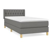 QJBSAVVA Lit Complet 90x190 cm avec Matelas et Tête de Lit Gris Foncé | Ensemble literie 90x190 pour chambre à coucher, sommier robuste en bois de mélèze avec surmatelas confortable.