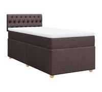 QJBSAVVA Lit Complet 90x200 cm avec Matelas et Surmatelas Marron | Ensemble lit complet 90x200 pour chambre, incluant cadre en tissu, matelas à ressorts ensachés et surmatelas.