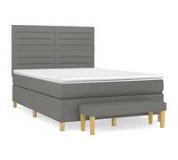 QJBSAVVA Lit Complet avec Matelas et Banc Bout de Lit Gris Foncé 140x200cm | Ensemble de lit complet en tissu gris foncé avec matelas, surmatelas et banc de lit pour optimiser votre chambre.