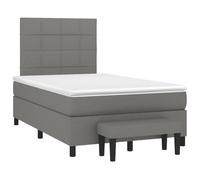 QJBSAVVA Lit Complet avec Matelas et Banc Gris Foncé 120x190cm | Ensemble de lit capitonné avec tête de lit réglable et banc assorti pour aménager votre chambre à coucher.