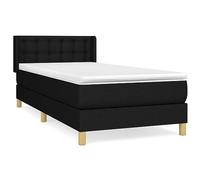 QJBSAVVA Lit Complet avec Matelas et Surmatelas 80x200 cm Tissu Noir | Mobilier pour chambre à coucher avec tête de lit réglable en hauteur, sommier solide et matelas ergonomique.