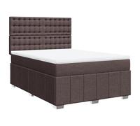 QJBSAVVA Lit Complet avec Matelas et Surmatelas Marron Foncé 140x200 cm | Ensemble lit complet pour chambre à coucher avec sommier à lattes, tête de lit réglable et matelas à ressorts.