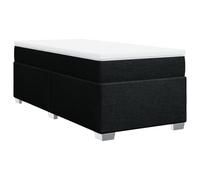 QJBSAVVA Lit Complet Boxspring 100x200 cm avec Matelas et Surmatelas Noir | Ensemble de lit 1 place pour chambre à coucher, avec sommier robuste, matelas ergonomique et surmatelas lavable.