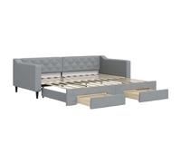 QJBSAVVA Lit de Jour 90x200 cm Canapé Gigogne avec Tiroirs Gris | Ce lit banquette convertible offre un couchage d'appoint double et deux tiroirs de rangement pour optimiser votre salon.