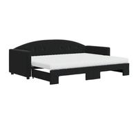 QJBSAVVA Lit de Jour Gigogne avec 2 Matelas Velours Noir 80x200 cm | Canapé-lit convertible pour salon ou chambre d'amis avec structure robuste en métal et revêtement doux