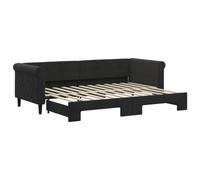 QJBSAVVA Lit de Repos 2 en 1 avec Lit Gigogne Velours Noir 80x200 cm | Cadre de canapé-lit double extensible en velours doux, idéal pour optimiser l'espace du salon ou de la chambre d'amis.