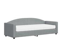 QJBSAVVA Lit de Repos avec Matelas Canapé-Lit Tissu Gris Clair 80x200 | Ce canapé-lit élégant en tissu polyester s'intègre dans votre salon ou chambre pour accueillir vos invités.