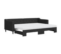 QJBSAVVA Lit de Repos Gigogne avec 2 Matelas Noir 80x200 cm Tissu | Canapé-lit 2-en-1 avec cadre solide en bois et métal, idéal pour optimiser l'espace du salon ou de la chambre d'amis.