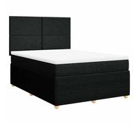 QJBSAVVA Lit Double 140x190 cm avec Matelas et Surmatelas en Tissu Noir