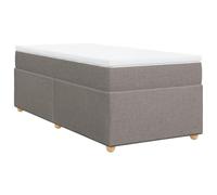 QJBSAVVA Lit Simple avec Matelas et Surmatelas 90x200 cm Taupe Tissu | Ensemble lit complet avec sommier à lattes, matelas à ressorts ensachés et surmatelas amovible pour chambre.