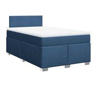 QJBSAVVA Lit Sommier 120x190 cm avec Matelas et Surmatelas Bleu | Ensemble lit complet pour chambre à coucher avec sommier à lattes, matelas à ressorts ensachés et surmatelas lavable.