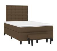 QJBSAVVA Lit Sommier 120x190 cm avec Matelas Surmatelas et Banc Marron | Mobilier complet pour chambre à coucher avec sommier en pin, matelas à ressorts ensachés et bout de lit assorti.
