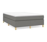 QJBSAVVA Lit Sommier 140x190 cm avec Matelas et Surmatelas Gris Foncé | Ensemble lit complet pour chambre à coucher avec sommier à lattes, matelas ergonomique et surmatelas souple.